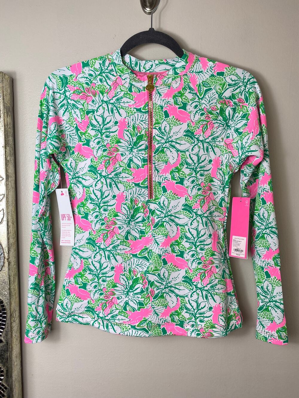 LILLY PULITZER NWT Nayte Rashguard Swim Top UPF 50+ Just Wing It Botanical Green